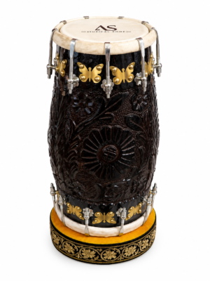 Hand Carved Design Dholak Nut & Bolt Fitted